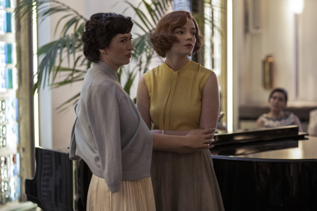 Beth and Alma in hotel lobby