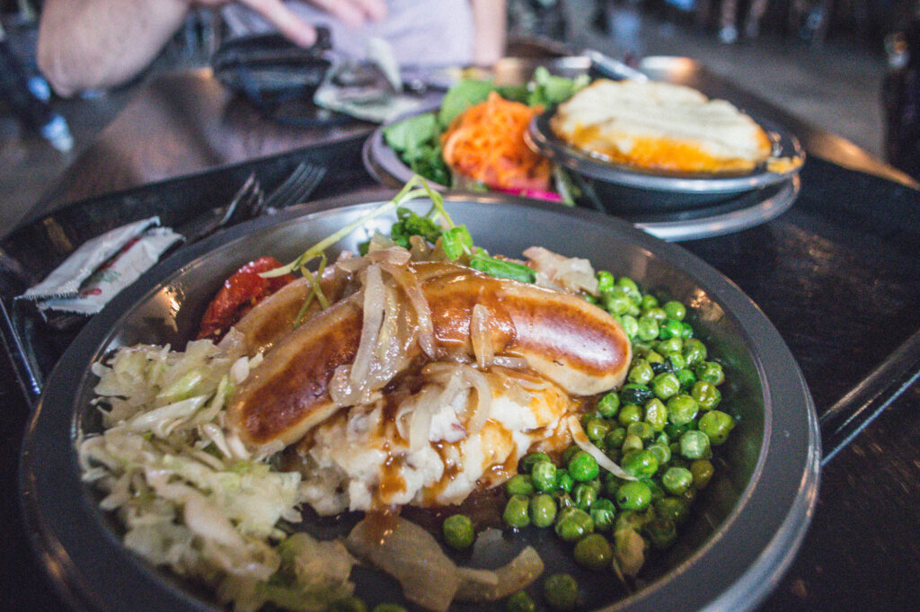 Bangers and mash at Three Broomsticks in Universal Studios Hollywood 